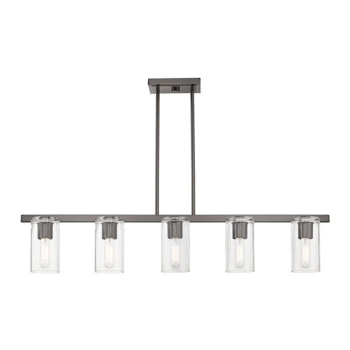 Livex Lighting 49275-46 Five Light Linear Chandelier, Black Chrome