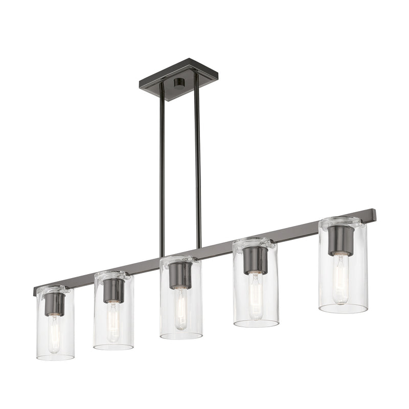 Livex Lighting 49275-46 Five Light Linear Chandelier, Black Chrome
