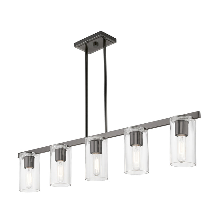 Livex Lighting 49275-46 Five Light Linear Chandelier, Black Chrome