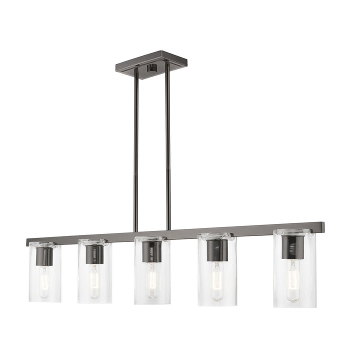 Livex Lighting 49275-46 Five Light Linear Chandelier, Black Chrome