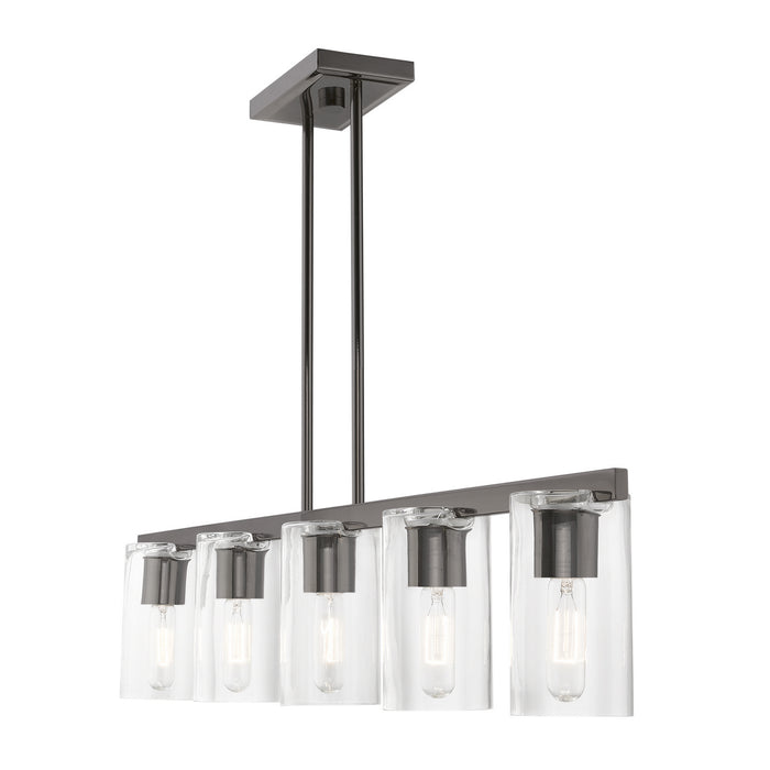 Livex Lighting 49275-46 Five Light Linear Chandelier, Black Chrome