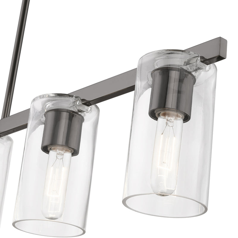 Livex Lighting 49275-46 Five Light Linear Chandelier, Black Chrome