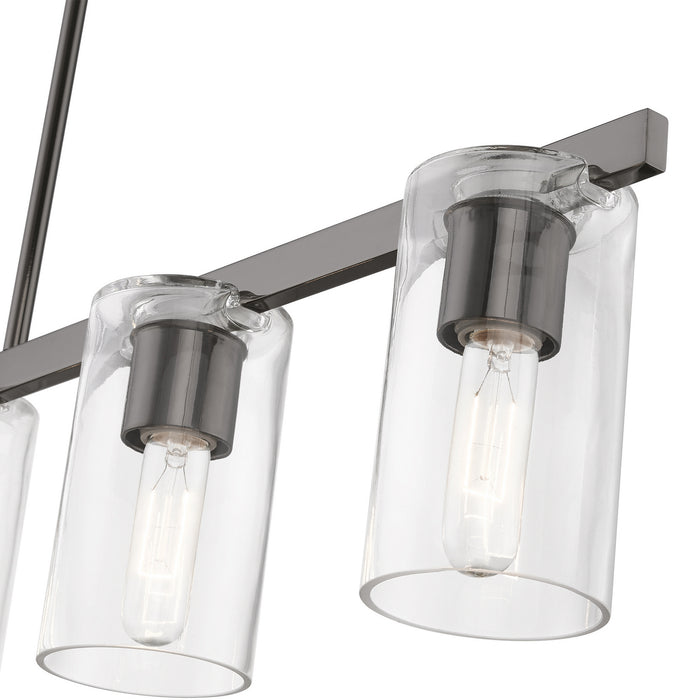 Livex Lighting 49275-46 Five Light Linear Chandelier, Black Chrome