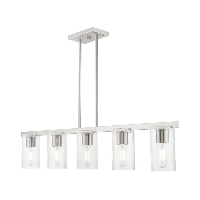 Livex Lighting 49275-91 Five Light Linear Chandelier, Brushed Nickel