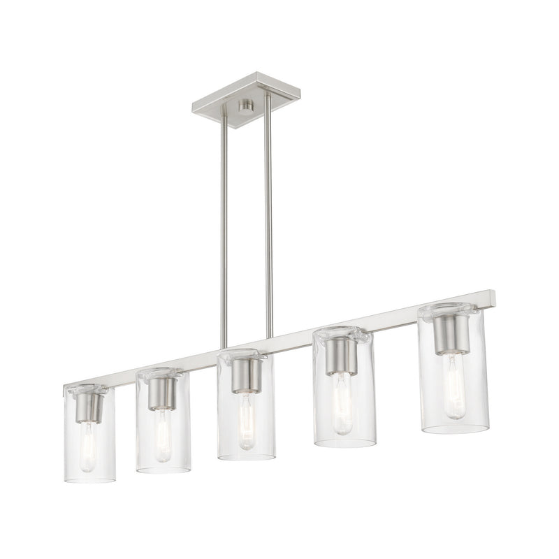 Livex Lighting 49275-91 Five Light Linear Chandelier, Brushed Nickel