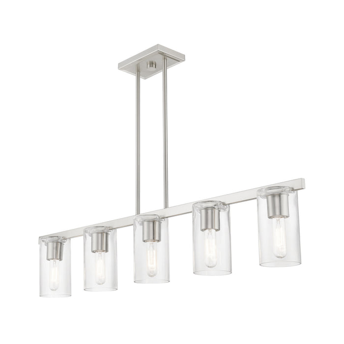 Livex Lighting 49275-91 Five Light Linear Chandelier, Brushed Nickel