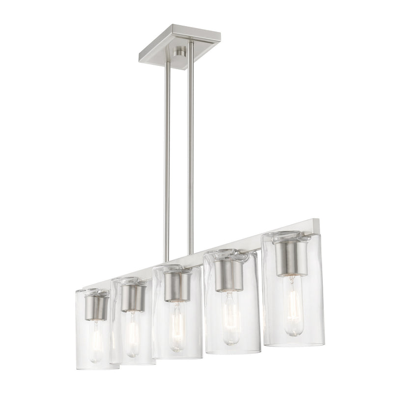 Livex Lighting 49275-91 Five Light Linear Chandelier, Brushed Nickel