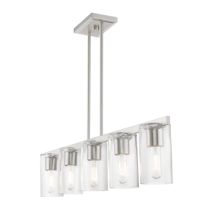 Livex Lighting 49275-91 Five Light Linear Chandelier, Brushed Nickel