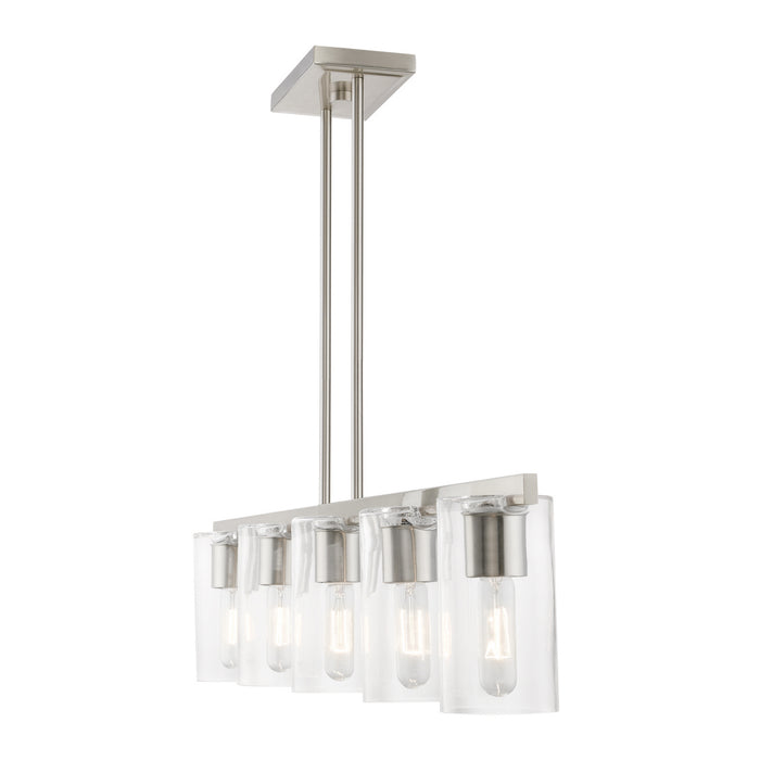 Livex Lighting 49275-91 Five Light Linear Chandelier, Brushed Nickel