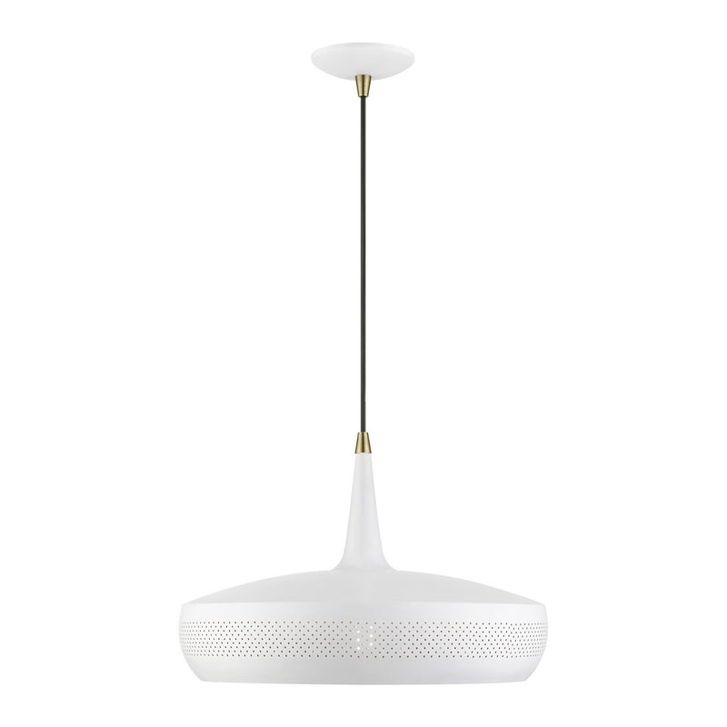 Livex Lighting 49353-03 One Light Pendant, White w/Antique Brass