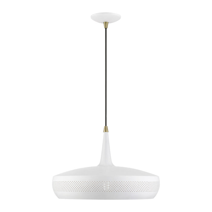 Livex Lighting 49353-03 One Light Pendant, White w/Antique Brass
