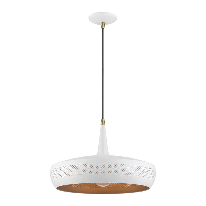 Livex Lighting 49353-03 One Light Pendant, White w/Antique Brass