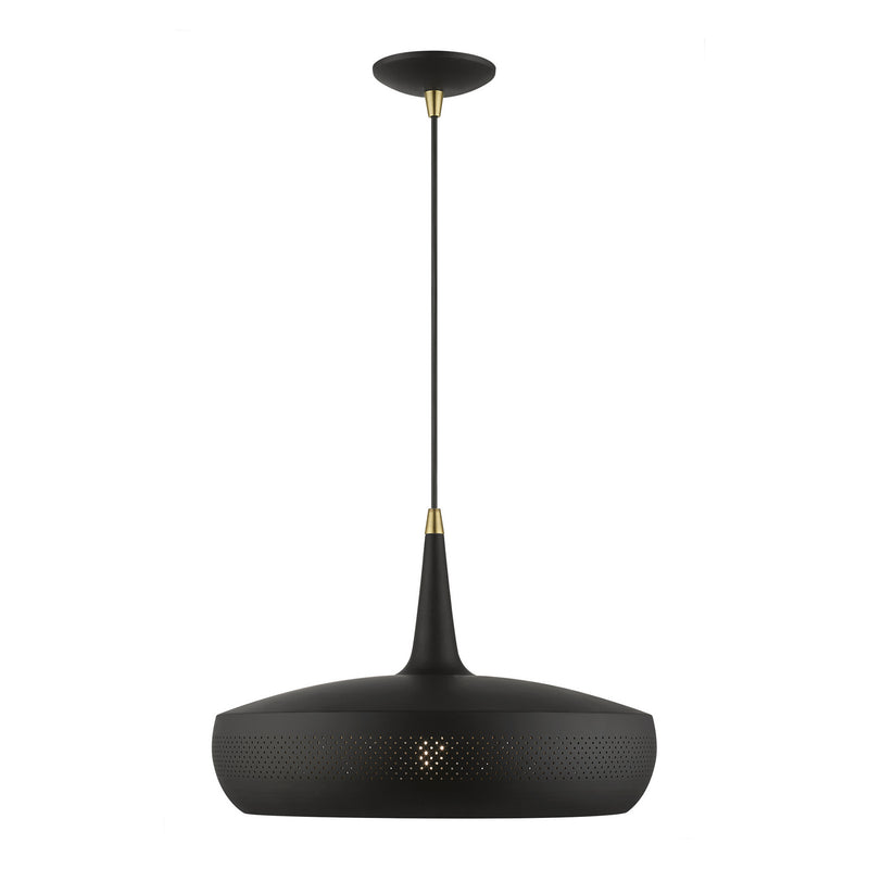 Livex Lighting 49353-04 One Light Pendant, Black w/Antique Brass