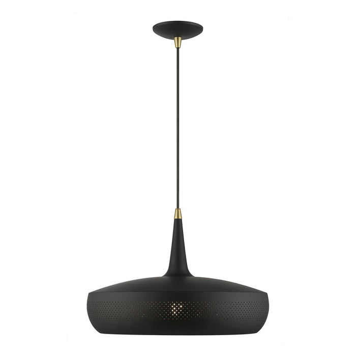 Livex Lighting 49353-04 One Light Pendant, Black w/Antique Brass