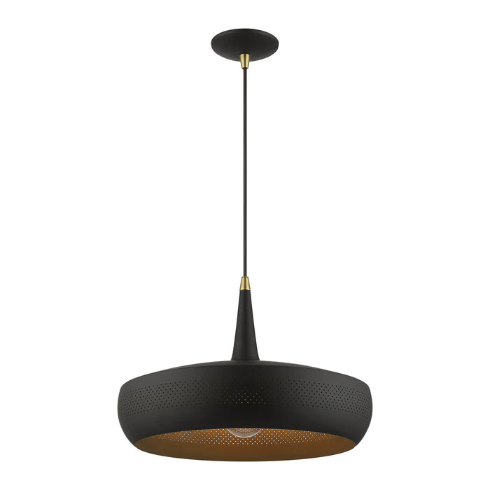 Livex Lighting 49353-04 One Light Pendant, Black w/Antique Brass