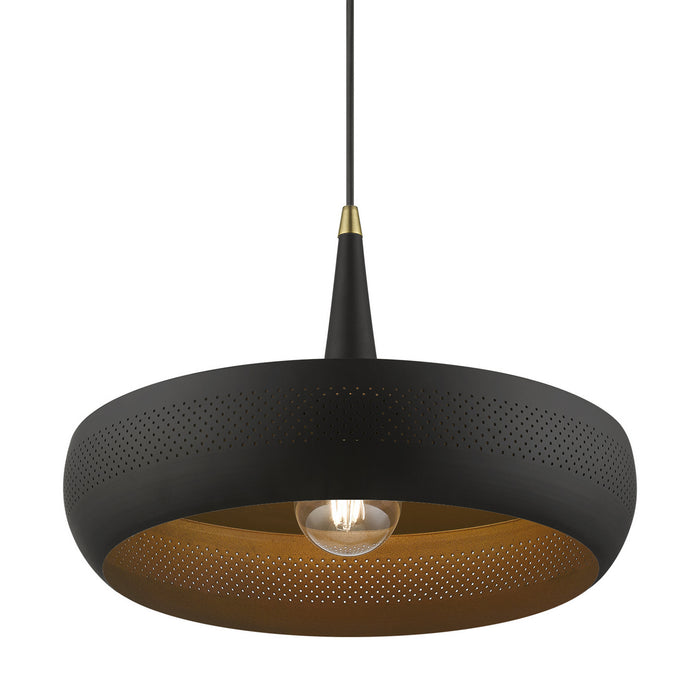Livex Lighting 49353-04 One Light Pendant, Black w/Antique Brass
