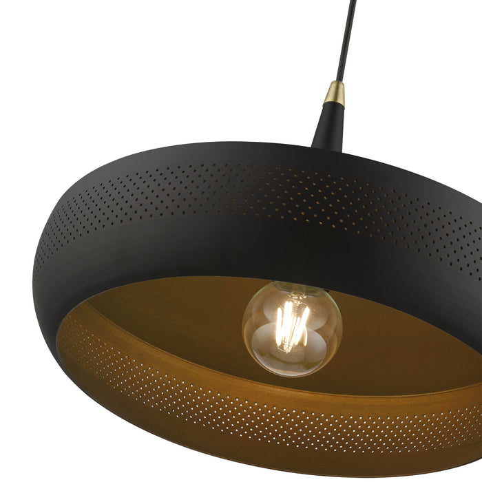 Livex Lighting 49353-04 One Light Pendant, Black w/Antique Brass