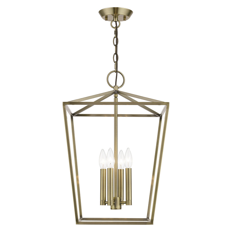 Livex Lighting 49434-01 Four Light Chandelier, Antique Brass
