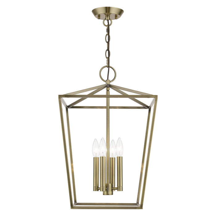 Livex Lighting 49434-01 Four Light Chandelier, Antique Brass