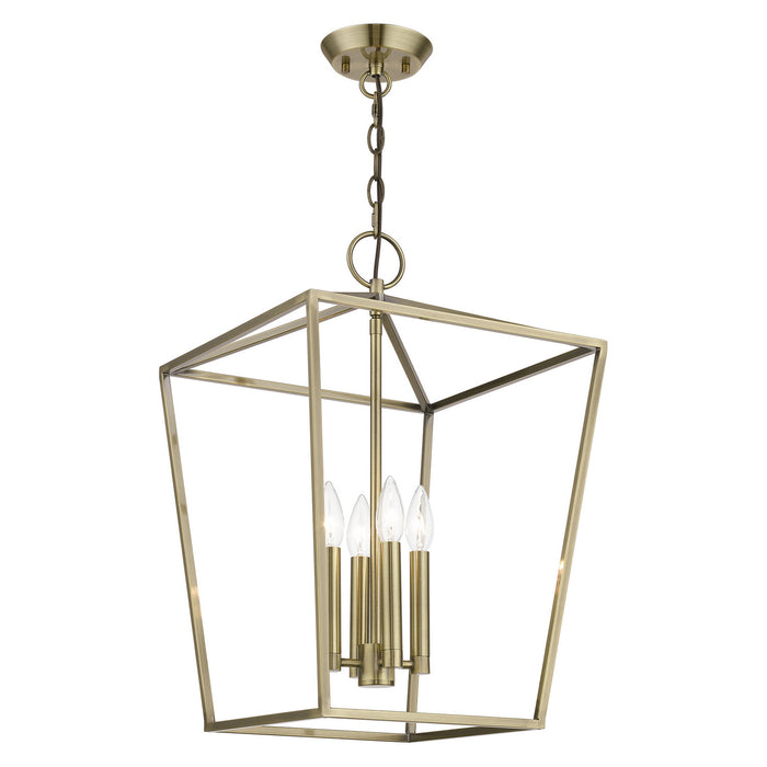 Livex Lighting 49434-01 Four Light Chandelier, Antique Brass