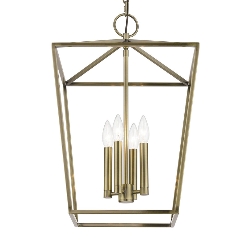 Livex Lighting 49434-01 Four Light Chandelier, Antique Brass