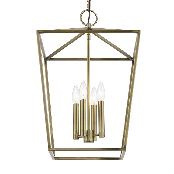 Livex Lighting 49434-01 Four Light Chandelier, Antique Brass
