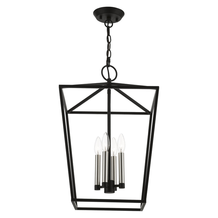 Livex Lighting 49434-04 Four Light Chandelier, Black w/Brushed Nickel
