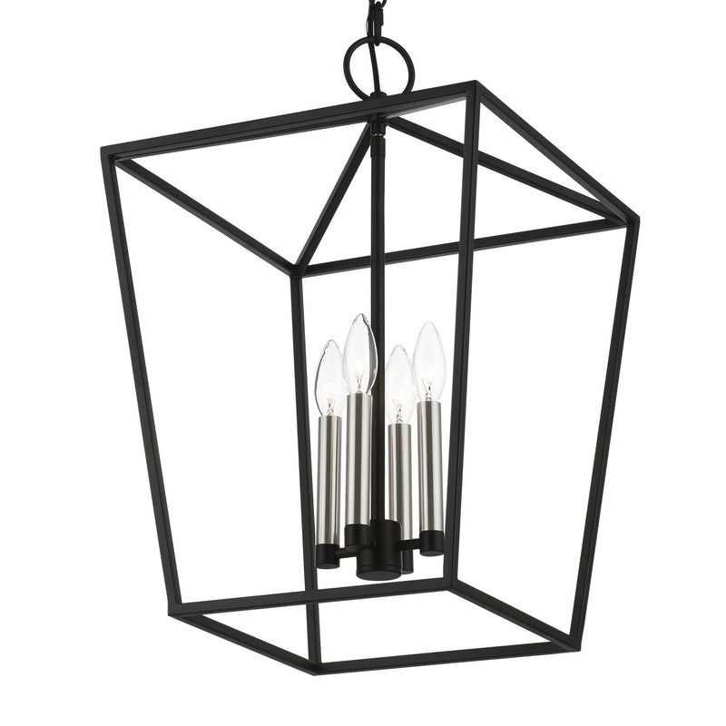 Livex Lighting 49434-04 Four Light Chandelier, Black w/Brushed Nickel