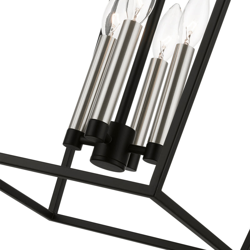 Livex Lighting 49434-04 Four Light Chandelier, Black w/Brushed Nickel