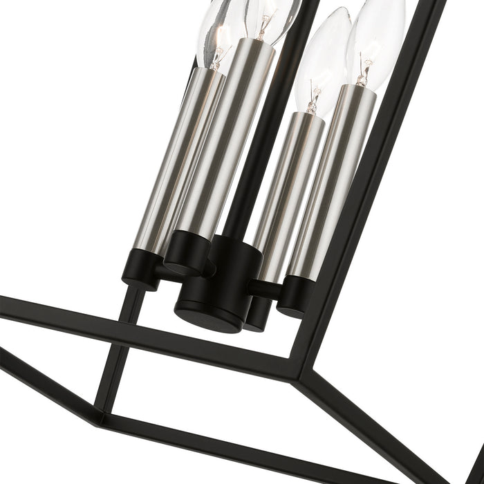 Livex Lighting 49434-04 Four Light Chandelier, Black w/Brushed Nickel