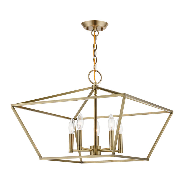 Livex Lighting 49435-01 Five Light Chandelier, Antique Brass