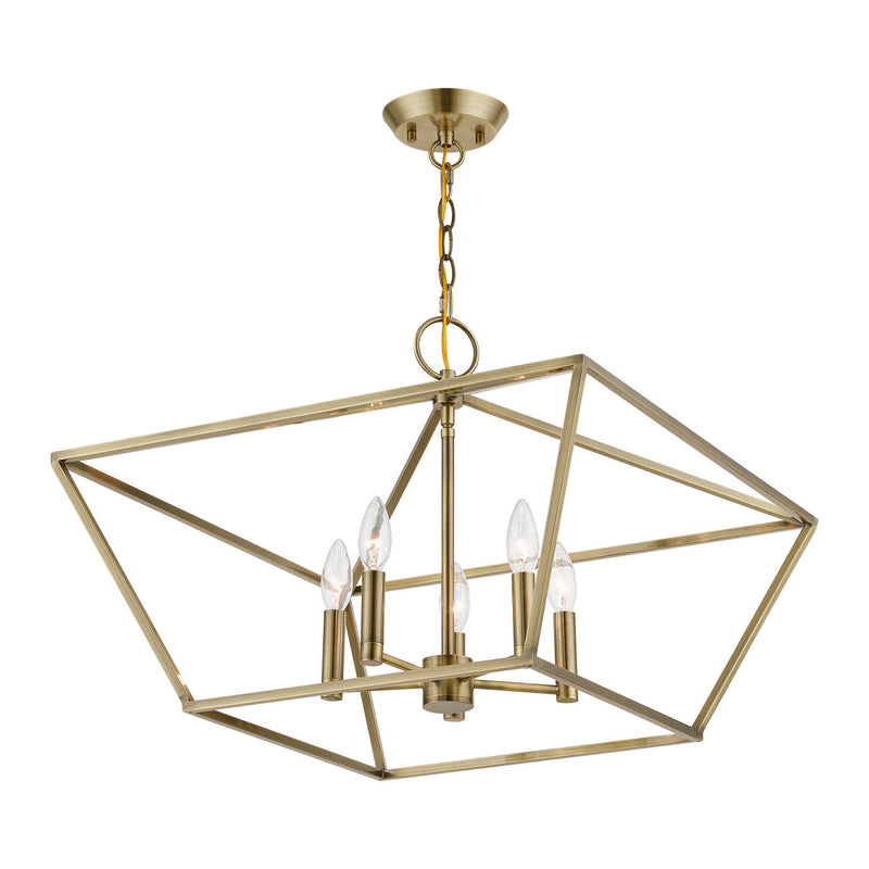 Livex Lighting 49435-01 Five Light Chandelier, Antique Brass