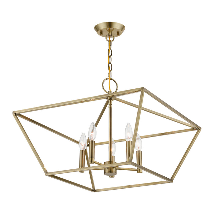 Livex Lighting 49435-01 Five Light Chandelier, Antique Brass