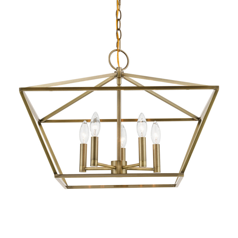 Livex Lighting 49435-01 Five Light Chandelier, Antique Brass