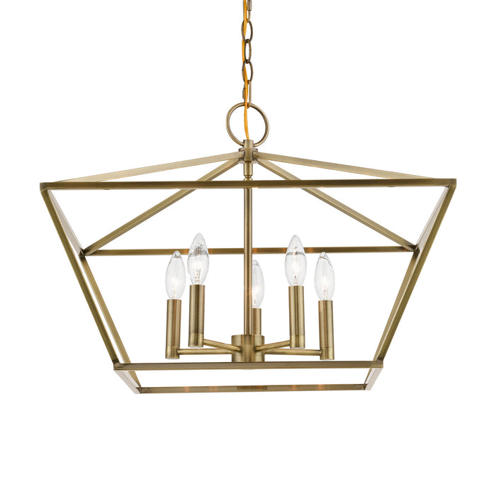 Livex Lighting 49435-01 Five Light Chandelier, Antique Brass