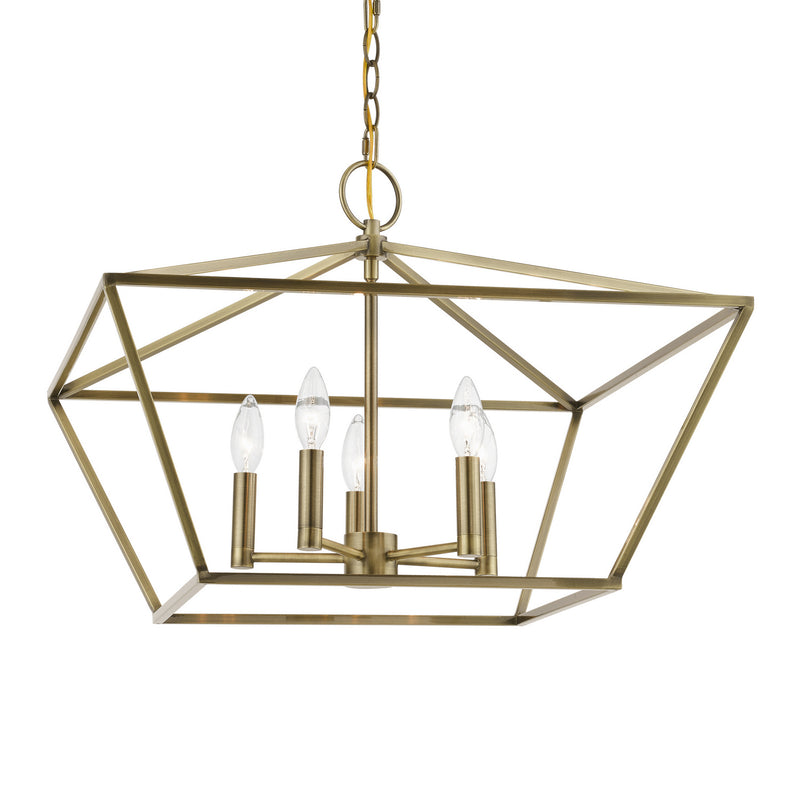 Livex Lighting 49435-01 Five Light Chandelier, Antique Brass