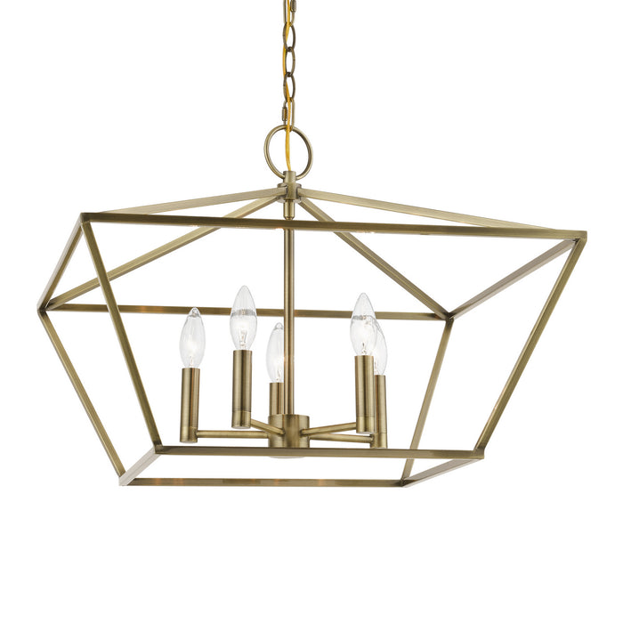 Livex Lighting 49435-01 Five Light Chandelier, Antique Brass