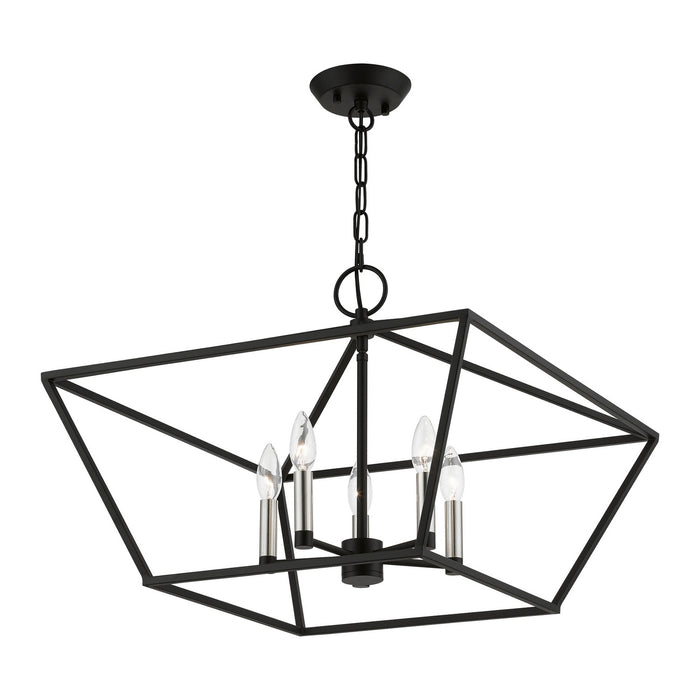 Livex Lighting 49435-04 Five Light Chandelier, Black w/Brushed Nickel
