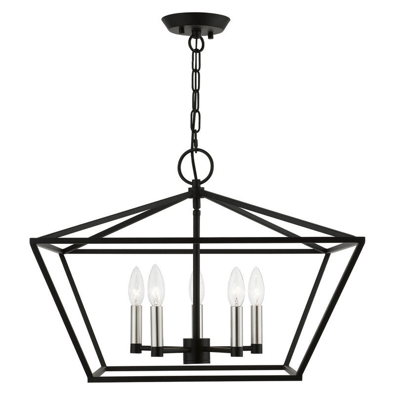 Livex Lighting 49435-04 Five Light Chandelier, Black w/Brushed Nickel