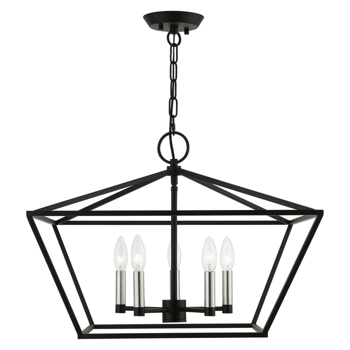 Livex Lighting 49435-04 Five Light Chandelier, Black w/Brushed Nickel