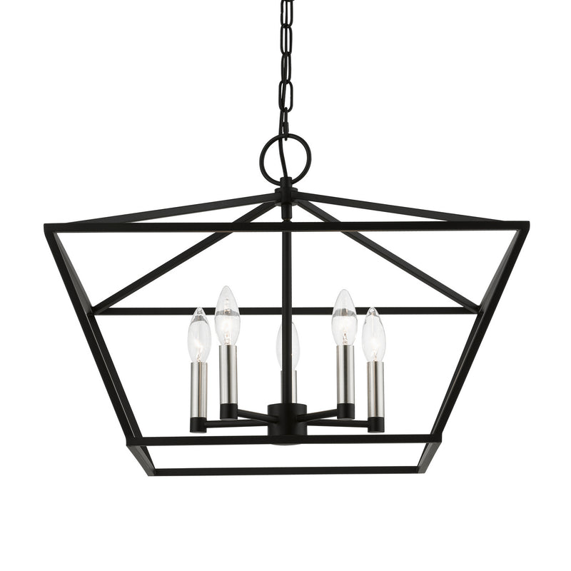 Livex Lighting 49435-04 Five Light Chandelier, Black w/Brushed Nickel