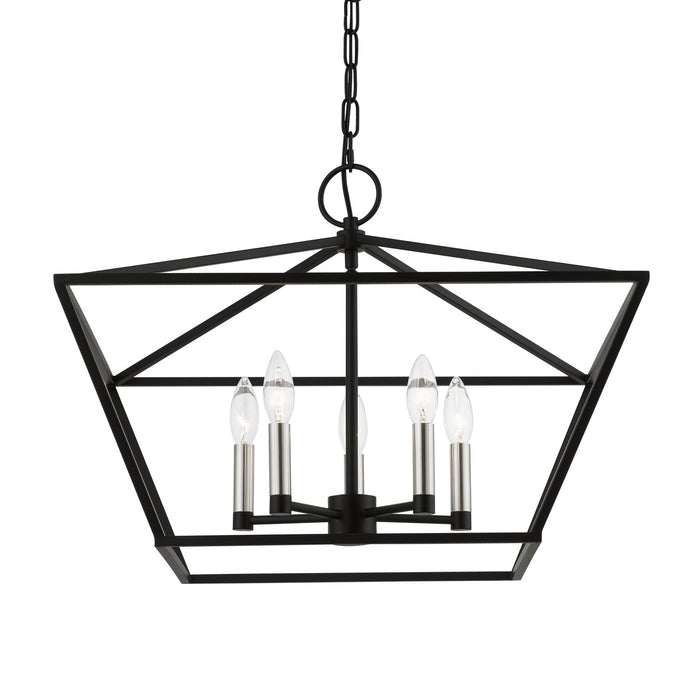 Livex Lighting 49435-04 Five Light Chandelier, Black w/Brushed Nickel