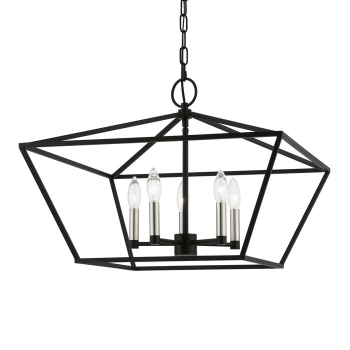 Livex Lighting 49435-04 Five Light Chandelier, Black w/Brushed Nickel