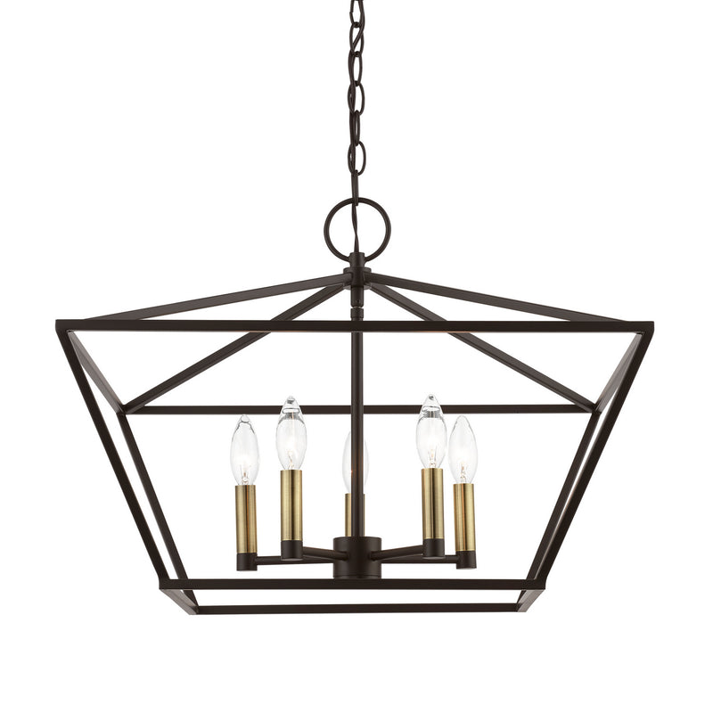 Livex Lighting 49435-07 Five Light Chandelier, Bronze w/Antique Brass