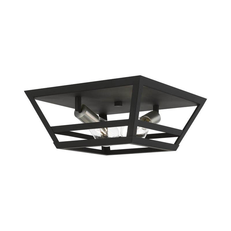 Livex Lighting 49560-04 Two Light Flush Mount, Black w/Brushed Nickel