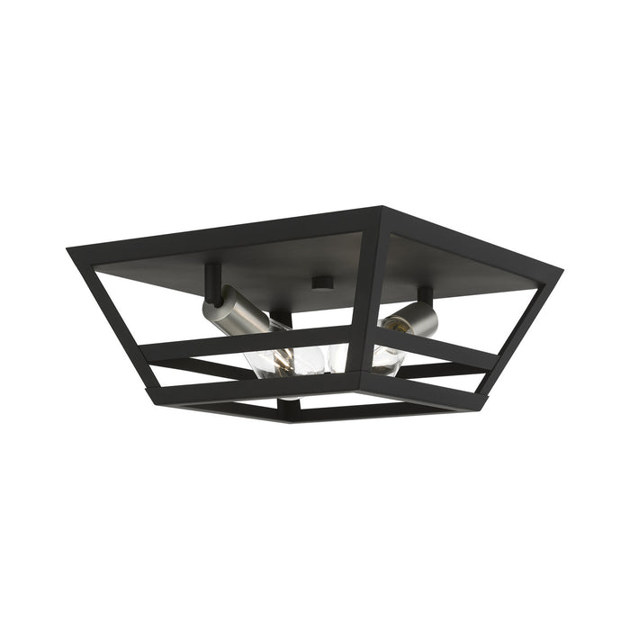 Livex Lighting 49560-04 Two Light Flush Mount, Black w/Brushed Nickel