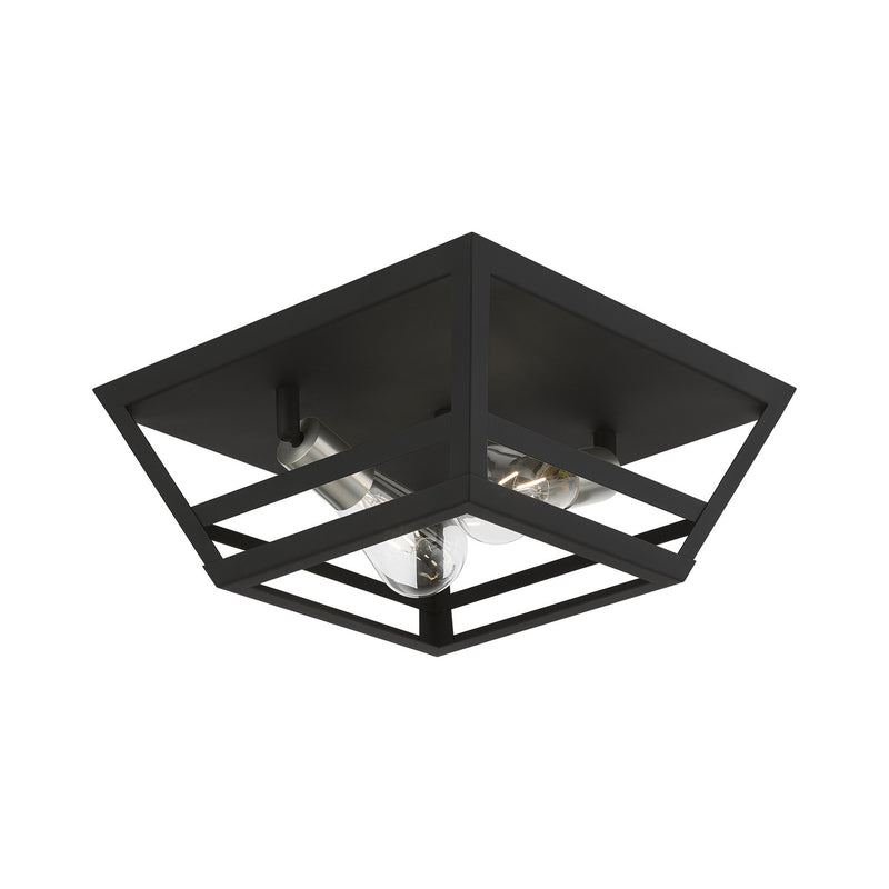 Livex Lighting 49560-04 Two Light Flush Mount, Black w/Brushed Nickel