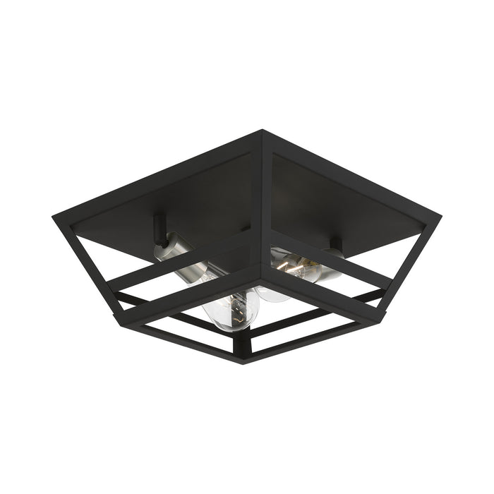 Livex Lighting 49560-04 Two Light Flush Mount, Black w/Brushed Nickel