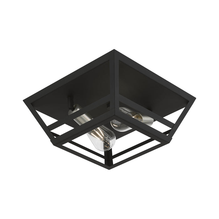 Livex Lighting 49560-04 Two Light Flush Mount, Black w/Brushed Nickel