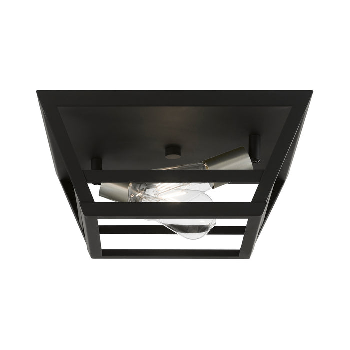 Livex Lighting 49560-04 Two Light Flush Mount, Black w/Brushed Nickel